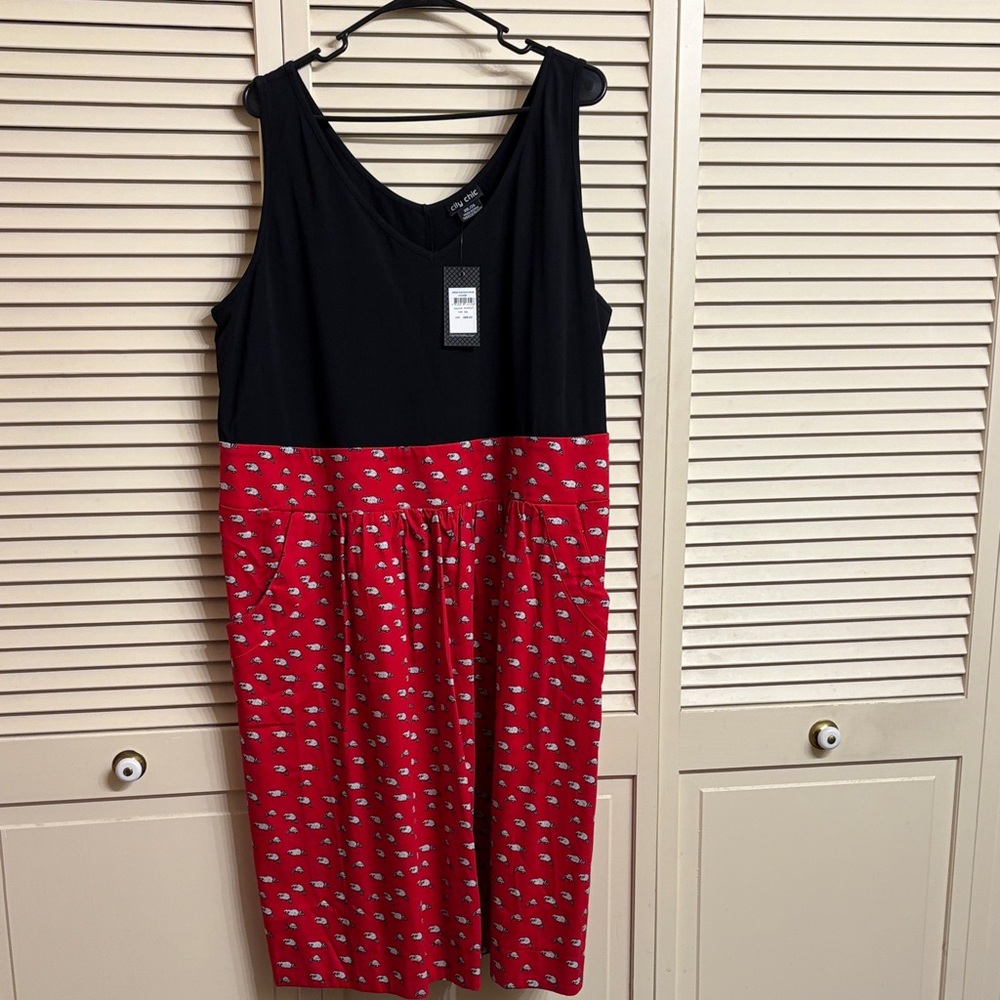 City Chic Black and Red Tank Dress Size 24w